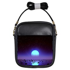 Sunset Colorful Nature Night Purple Star Girls Sling Bag by Cemarart