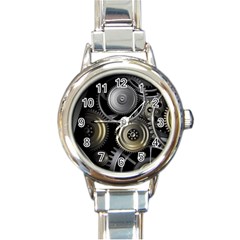 Abstract Style Gears Gold Silver Round Italian Charm Watch by Cemarart