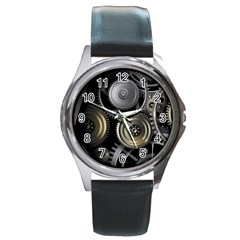 Abstract Style Gears Gold Silver Round Metal Watch by Cemarart