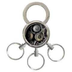 Abstract Style Gears Gold Silver 3-ring Key Chain