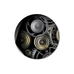 Abstract Style Gears Gold Silver Magnet 3  (round) by Cemarart