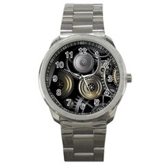 Abstract Style Gears Gold Silver Sport Metal Watch by Cemarart