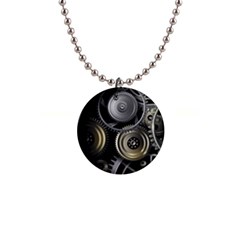 Abstract Style Gears Gold Silver 1  Button Necklace by Cemarart