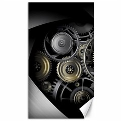 Abstract Style Gears Gold Silver Canvas 40  X 72  by Cemarart