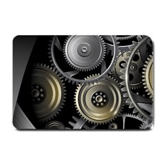 Abstract Style Gears Gold Silver Small Doormat by Cemarart