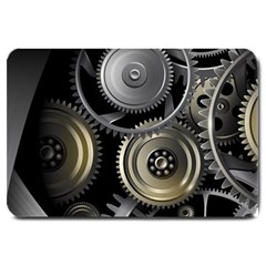 Abstract Style Gears Gold Silver Large Doormat by Cemarart