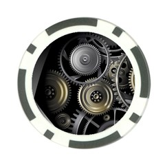 Abstract Style Gears Gold Silver Poker Chip Card Guard