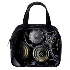 Abstract Style Gears Gold Silver Classic Handbag (one Side) by Cemarart