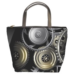 Abstract Style Gears Gold Silver Bucket Bag by Cemarart