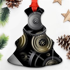 Abstract Style Gears Gold Silver Ornament (christmas Tree)  by Cemarart