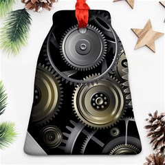 Abstract Style Gears Gold Silver Bell Ornament (two Sides) by Cemarart