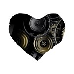 Abstract Style Gears Gold Silver Standard 16  Premium Heart Shape Cushions Front