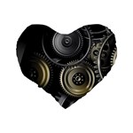 Abstract Style Gears Gold Silver Standard 16  Premium Heart Shape Cushions Back