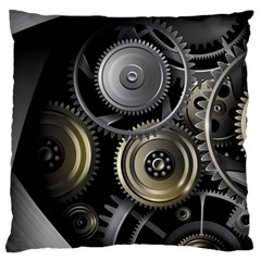 Abstract Style Gears Gold Silver Standard Premium Plush Fleece Cushion Case (one Side) by Cemarart