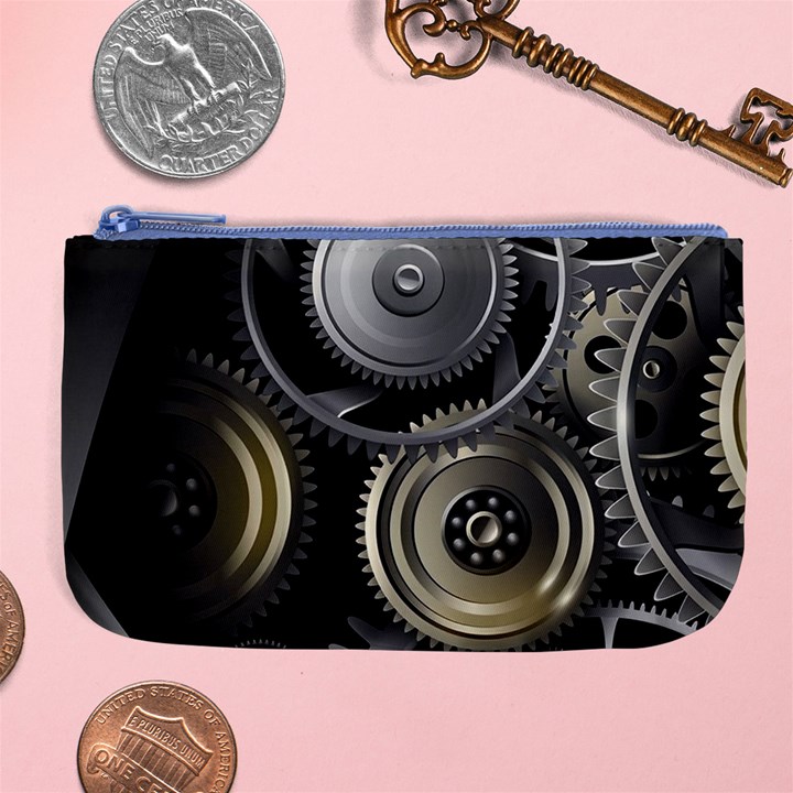 Abstract Style Gears Gold Silver Large Coin Purse