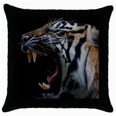 Angry Tiger Roar Throw Pillow Case (black) by Cemarart