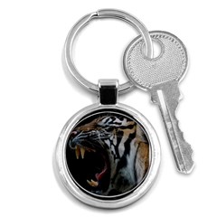 Angry Tiger Roar Key Chain (round) by Cemarart