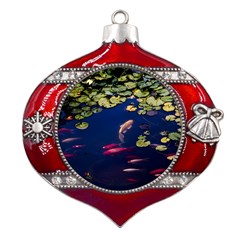 Koi Fish Carp Metal Snowflake And Bell Red Ornament by Cemarart