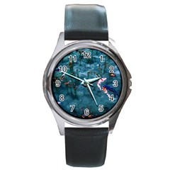 Fish Koi Carp Round Metal Watch by Cemarart