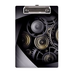 Abstract Style Gears Gold Silver A5 Acrylic Clipboard by Cemarart