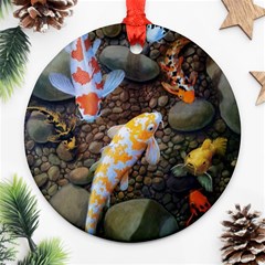 Koi Fish Clown Pool Stone Ornament (round) by Cemarart