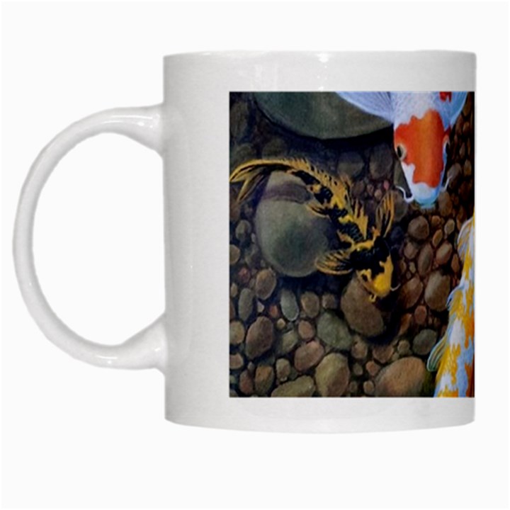 Koi Fish Clown Pool Stone White Mug