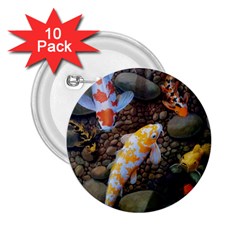 Koi Fish Clown Pool Stone 2 25  Buttons (10 Pack)  by Cemarart