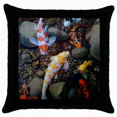 Koi Fish Clown Pool Stone Throw Pillow Case (black)