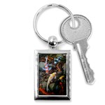 Koi Fish Clown Pool Stone Key Chain (Rectangle) Front