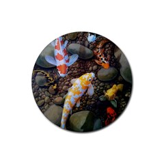 Koi Fish Clown Pool Stone Rubber Coaster (round) by Cemarart