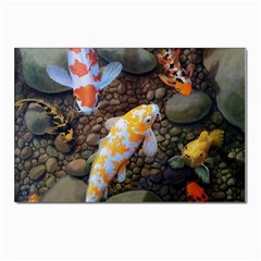 Koi Fish Clown Pool Stone Postcards 5  X 7  (pkg Of 10) by Cemarart