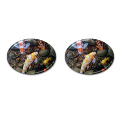 Koi Fish Clown Pool Stone Cufflinks (oval) by Cemarart