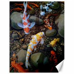 Koi Fish Clown Pool Stone Canvas 12  X 16  by Cemarart