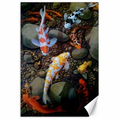 Koi Fish Clown Pool Stone Canvas 12  X 18  by Cemarart