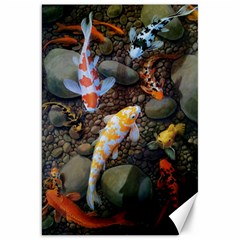 Koi Fish Clown Pool Stone Canvas 20  X 30 