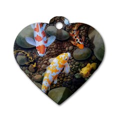 Koi Fish Clown Pool Stone Dog Tag Heart (two Sides) by Cemarart