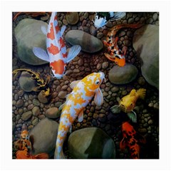 Koi Fish Clown Pool Stone Medium Glasses Cloth by Cemarart