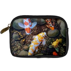 Koi Fish Clown Pool Stone Digital Camera Leather Case by Cemarart