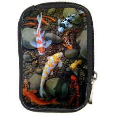 Koi Fish Clown Pool Stone Compact Camera Leather Case by Cemarart