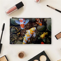 Koi Fish Clown Pool Stone Cosmetic Bag (medium) by Cemarart