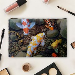 Koi Fish Clown Pool Stone Cosmetic Bag (large) by Cemarart