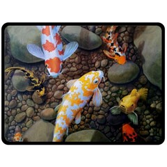 Koi Fish Clown Pool Stone Fleece Blanket (large) by Cemarart