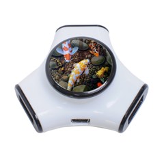 Koi Fish Clown Pool Stone 3-port Usb Hub by Cemarart