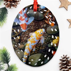 Koi Fish Clown Pool Stone Ornament (oval Filigree)