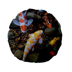 Koi Fish Clown Pool Stone Standard 15  Premium Round Cushions by Cemarart