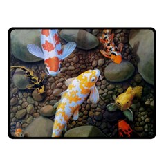 Koi Fish Clown Pool Stone Two Sides Fleece Blanket (small) by Cemarart