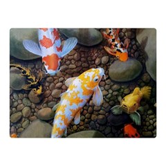 Koi Fish Clown Pool Stone Two Sides Premium Plush Fleece Blanket (mini) by Cemarart