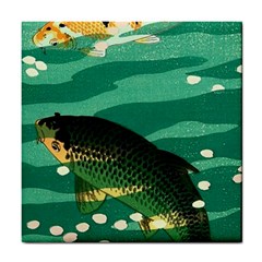 Japanese Koi Fish Tile Coaster by Cemarart