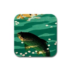 Japanese Koi Fish Rubber Square Coaster (4 Pack) by Cemarart