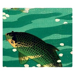 Japanese Koi Fish Two Sides Premium Plush Fleece Blanket (small) by Cemarart